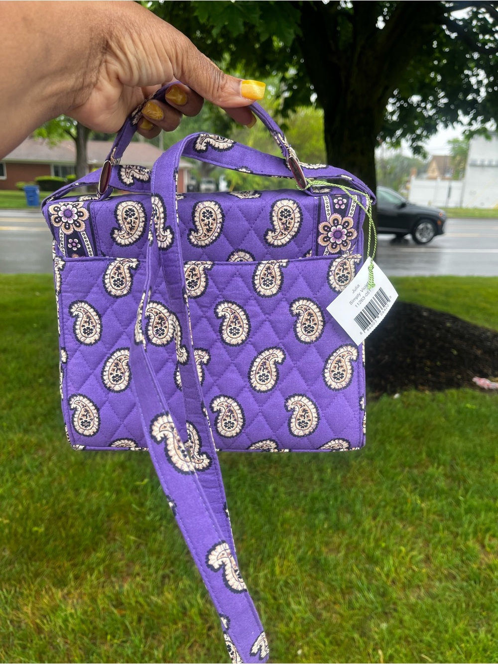 Vera Bradley Julia Purple Quilted Voilet Paisley Satchel Shoulder Bag Turn-Lock - Picture 3 of 11
